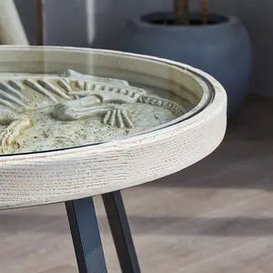 Современный круглый журнальный столик гостиная динозавр ископаемый Маленький журнальный столик акцент столик для домашнего проживания