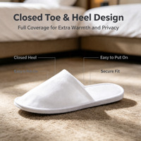 Chaussons jetables écologiques pour hôtel, qualité supérieure, blancs, à bout fermé, antidérapants, pour hôtel, voyage, spa