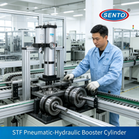 Cilindro Neumático Hidráulico Marca SENTO STF-125-50-5-13T, Cuerpo de Aleación de Aluminio, Doble Acción, Carrera de 50-400 mm, Ahorro de Espacio