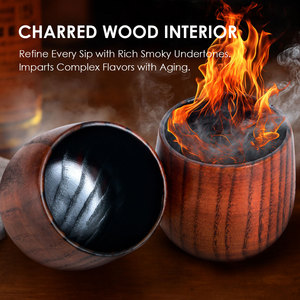 الأكثر مبيعًا هدايا الرجال القديمة المصنوعة من خشب الكربونات الطبيعي ، أكواب شرب الحليب ، أكواب بوربون متفحمة - Product Image 3