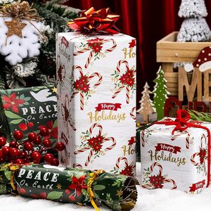 Rollos de Papel de Regalo Navideño Verde y Rojo con Dalias, Bastones de Caramelo y Copos de Nieve, 17x120 Pulgadas, 42.5 Pies Cuadrados, Papel Especial de Doble Cara - Product Image 2