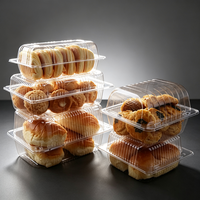 Contenitori per prodotti da forno in PET con coperchio a cerniera, multi-misura, robusti, trasparenti, per pane e pasticcini, personalizzabili con logo - Vendita all'ingrosso
