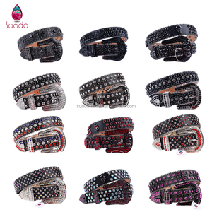 Ceinture en cuir PU à boucle épaisse pour hommes, accessoire de luxe de haute qualité et robuste, motif crocodile, cloutée et ornée de strass de 5MM - Product Image 5