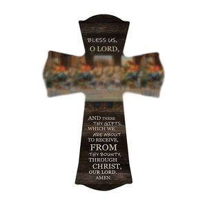 Wooden Wall Sign <b>Retro</b> Wooden Cross Pendant Wall Hanging Sign Folk Art Style Church Scene for Home Christmas Wall Decoration - Product Image 1