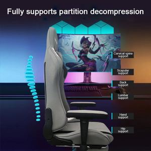 Chaise de jeu ergonomique pivotante inclinable en cuir PU minimaliste à dossier haut pour PC, avec accoudoirs, style course - Grande Vente - Product Image 2