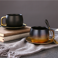 Tasse à café expresso en céramique de couleur noire faite à la main pour restaurant Vente en gros Europe