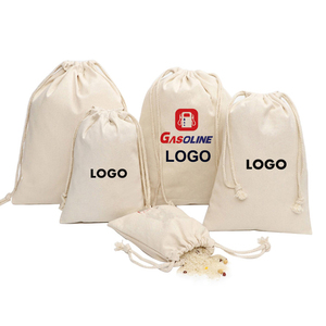 Sinh Thái Thân Thiện Tự Nhiên Tùy Chỉnh Vẽ Chuỗi Túi Hữu Cơ Muslin Bông Vải Vải Dây Kéo Túi Bụi Với Logo In Đối Với Quà Tặng - Product Image 3