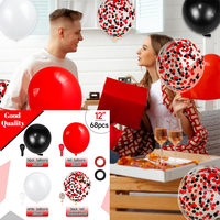 Ensemble de ballons en latex noir et rouge pailletés pour la décoration de fête