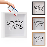 Cadre carré creux avec fente supérieure 15/20/29 cm, boîte de rangement en bois pour billets, pièces de monnaie, souvenirs, à suspendre au mur ou à poser sur table, 4 couleurs