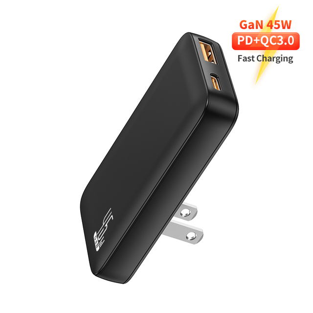 Factory Price GaN 45W Ultra Thin Wall Charger Portable Lightweight Compact Travel Adapter CE UKCA CB for Laptop Tablet Phone