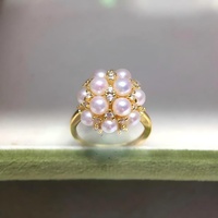Bague Hortensia en Or 14K à Haute Brillance Naturelle avec Perle d'Eau Douce Blanche et Micro-Incrustation de Zircon, Bijou pour Femme, Cadeau