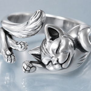 Anello Aperto Regolabile con Totem di Gatto Vintage per Donne, Gioiello da Dito alla Moda - Product Image 5