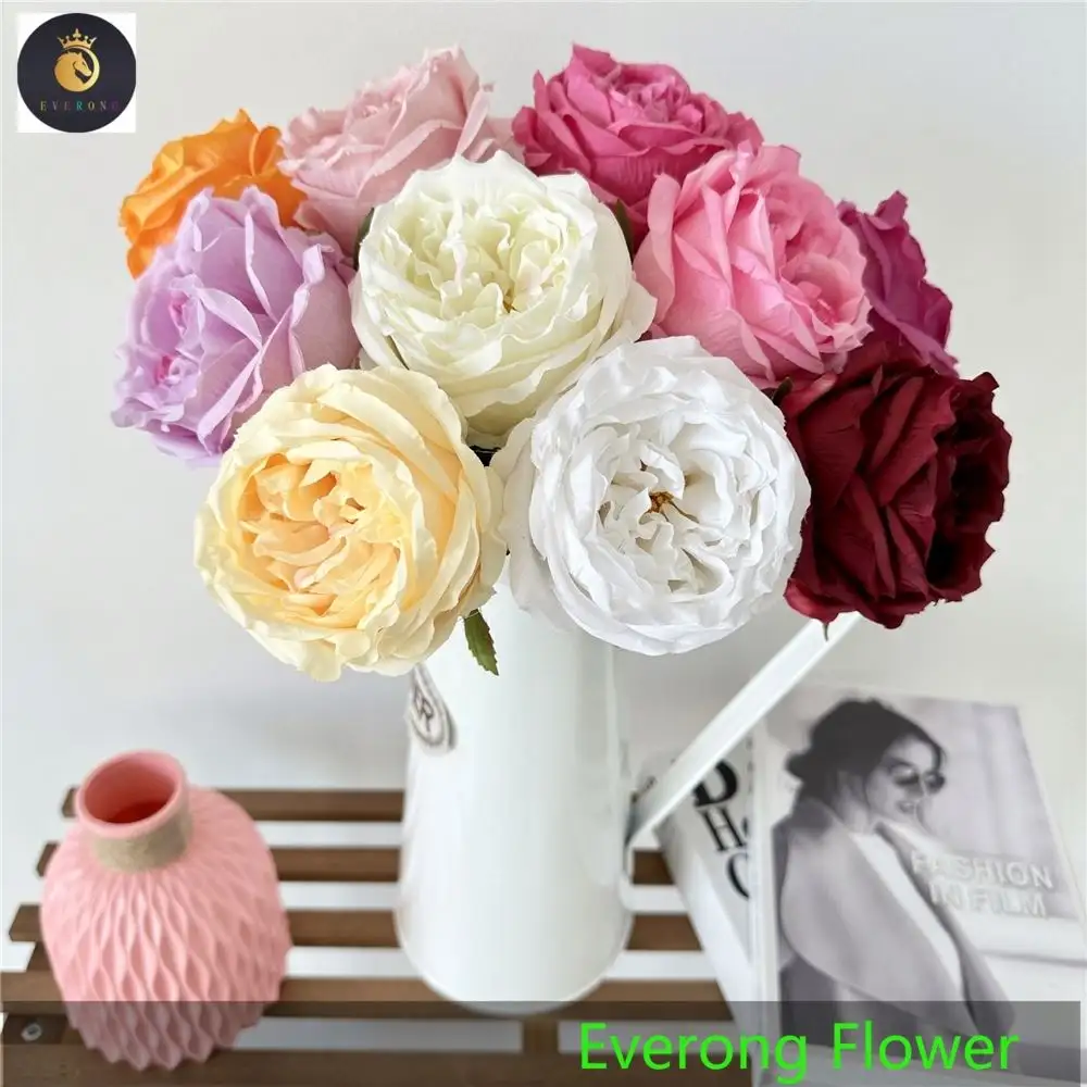 EV 236 Hot Selling Artificial Silk Austin Rose Single Orange Rose Flower Wedding Centerpiece Flower