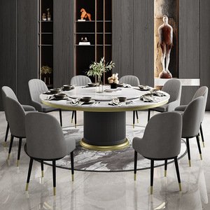 Table à manger convertible en pierre frittée pour hôtel, style moderne et minimaliste, luxe, 1,8/2 mètre, mobilier pour hôtels, restaurants, clubs - Product Image 1