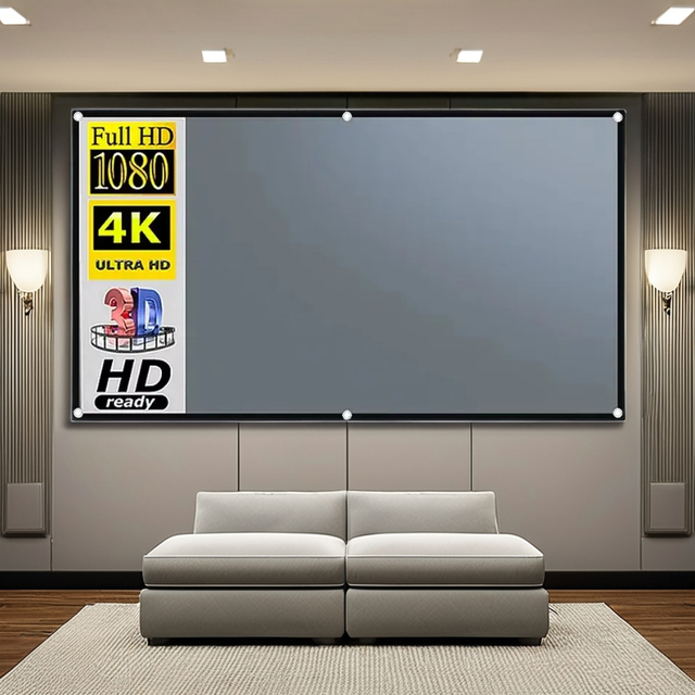Black With Hole 16:9 Gray Anti-light Projection Screen 30-133 Inch Outdoor Household Office Portable Projector Screen