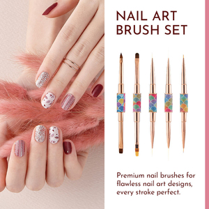 Pinceau à ongles double embout personnalisé avec logo, manche métallique, poils en nylon, plat, pour liner 3D et gel UV pour manucure - Product Image 5