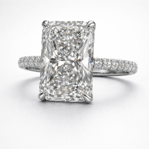 Anillo de platino con diamantes de lujo para mujer, joyería fina elegante con incrustaciones de piedras brillantes, artesanía premium para boda - Product Image 2