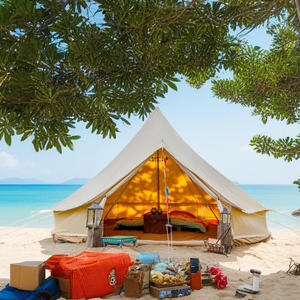 ZHUNIU 4m Wholesale Luxury Canvas Bell Tent Waterproof Cotton Fabric Glamping with Steel Pole for Outdoor <strong>Summer</strong> <strong>Camping</strong> - Product Image 3