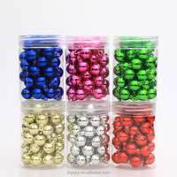 48 pièces/pot Boules de Noël miniatures 1,5 cm, boules brillantes électro-plaquées, décorations en plastique pour arbre de Noël