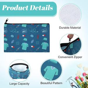 Patrón de enfermera Cremallera multiusos Lona Bolsa de cosméticos de enfermería Maquillaje de Navidad Regalo de cumpleaños para enfermera practicante - Product Image 2