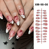 Nouveauté 2026 : Faux Ongles à Presser Amande Rondes Motif Fantôme Araignée de Dessin Animé pour Décoration d'Ongles d'Halloween
