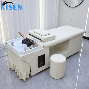 Table de massage et de soin capillaire japonaise Kisen blanche avec unité de shampoing en option pour salon – Ensemble complet - Product Image 2