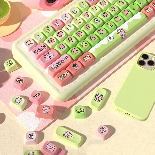 Custom Cute Anime Key Caps Mechanical Keyboard Keycaps Cat Round Blank Pink Metal PBT Plastic Resin Key Caps Set