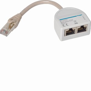 Connettore T Hager HTG469H Modbus con 2 prese RJ45 e 1 connettore RJ45 per sistema Agardio - Product Image 1