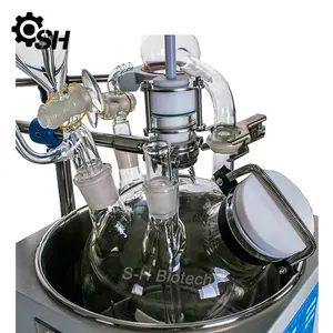 Reactor de vidrio monoladora de 2 L, biorreactor químico de laboratorio