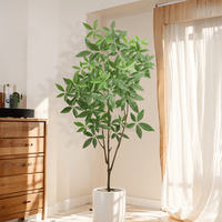 Plante artificielle arbre d'argent Simulation grandes feuilles vertes décoration de la maison en plastique en pot paysage bionique plante arbre de fortune