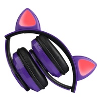 Casque Bluetooth Oreilles de Chat 2026 Sans Fil Hifi Stéréo Bass Lumière LED pour Téléphone Portable Enfants et PC