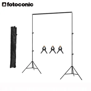 Fotoconic 2x2m 6.5ft * 6.5ft zemin arka plan çerçevesi ışık standı + 3 adet klip + taşıma çantası arka standı stüdyo kiti