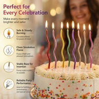 Bougie d'anniversaire torsadée métallique ondulée en boîte, bougie spirale longue et courbée pour décoration de gâteau d'anniversaire
