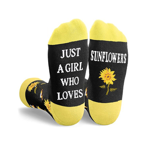 <strong>Sunflower</strong> Crew <strong>Socks</strong> for Women and Teens Customizable Yellow Mid-Calf <strong>Socks</strong> with Logo for Autumn Daily Wear - Product Image 3