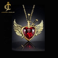 Collier pendentif Jiachen personnalisé en acier inoxydable, zircon vert exquis, flèche orthodoxe, plaqué or 18 carats, style Europe-Amérique