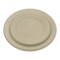 Assiette ronde compostable en bagasse de canne à sucre de 7 pouces, sans PFAS, jetable, pour fête