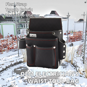 Bolsa de Herramientas Multifuncional OEM/ODM de Marca Negra, Bolsa de Herramientas para Electricista con Correa Ajustable, Clip para Cinturón, Bolsa de Herramientas Grande - Product Image 3