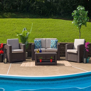 आउटडोर उद्यान छत आँगन फर्नीचर इंजेक्शन प्लास्टिक रतन सोफा सेट - Product Image 4