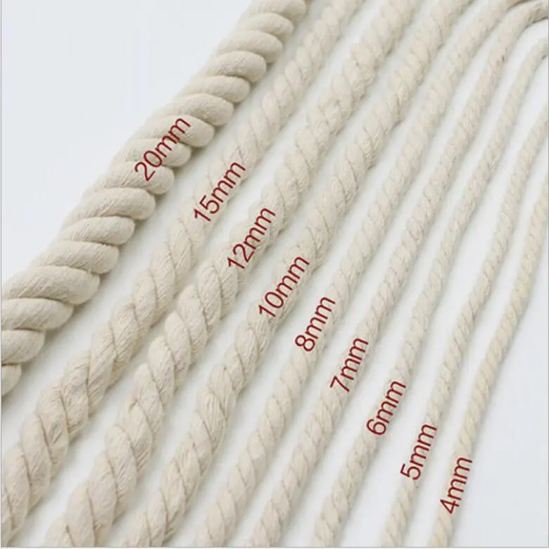 Hot sale macrame cord 5mm 100% nature color braid rope cotton twisted cord packaging rope