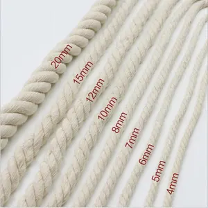 Vendita calda cavo di macrame 5 millimetri 100% colore della natura della treccia di corda di cotone ritorto cavo di imballaggio corda