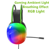Casque de jeu filaire en gros avec éclairage RGB, câble PVC personnalisé de 1,8 m, micro flexible, réduction ENC, bandeau élastique