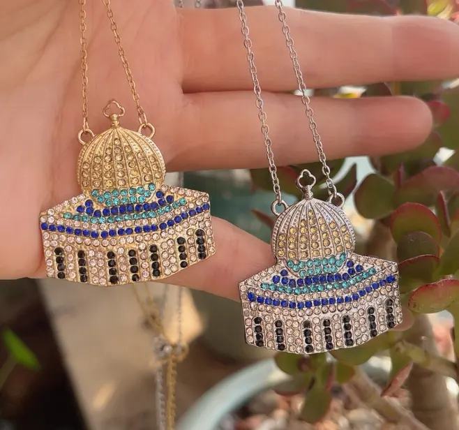 Qifei Edelstahl-Kette-Halsband palästinensische Halskette Moschee Anhänger-Halsband