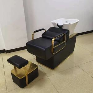 Juego de Muebles de Salón de Belleza de Lujo Moderno al por Mayor, Silla de Barbero para Adultos, Lavacabezas Manual con Pedal, Lavabo, Tazón, Económico - Product Image 2