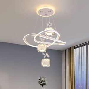 Lampadario a sospensione a LED in cristallo bianco, moderno e semplice, regolabile in altezza, per ristoranti, camere da letto, sale da pranzo e <span class=keywords><strong>negozi</strong></span> commerciali, ideale per l'uso transfrontaliero. - Product Image 1