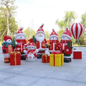 Customized Outdoor Fiberglass Santa Claus garden Christmas ornament resin crafts art Sculpture Fiberglass Statue Santa Claus