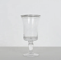 Verre à vin à bord argenté pour banquet, gobelet en cristal à bord argenté, verre à vin pour mariage en extérieur