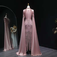 Vestido de Noche Jancember de Lujo, Color Rosa, con Cuentas, Estilo Sirena, con Mangas de Capa, Elegante, para Mujeres Árabes, Vestidos de Fiesta, Lsz662