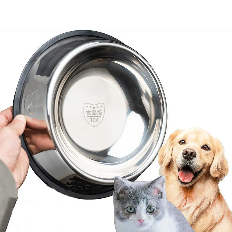 Edelstahl-Hundebecken mit Anti-Rutsch-Gummiboden für S/M/L Haustier-Perfect-Dish Haustier-Fütter-Bahl und Wasserschüssel