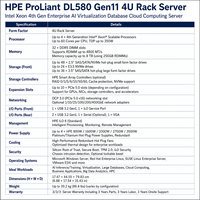 Servidor en Rack HPE ProLiant DL580 Gen11 4U, Intel Xeon de 4.ª Generación, Servidor Empresarial para IA, Virtualización, Base de Datos y Computación en la Nube
