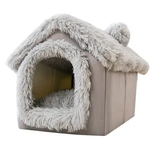 접이식 애완 동물 개 집 실내 겨울 따뜻한 고양이 침대 텐트 작은 개 고양이 둥지 새끼 고양이 테디 편안한 소파 쿠션 애완 동물 용품